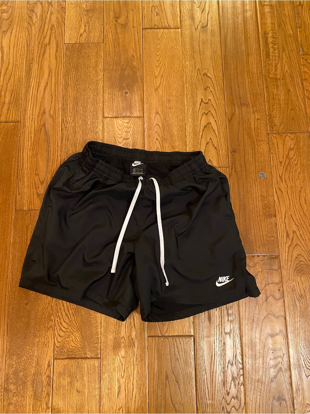 Nike Black Athletic Shorts with White Drawstring